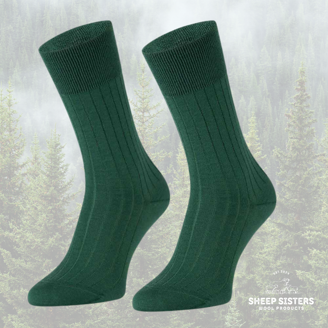 94% Merino Wool Feather Socks - Forest Green