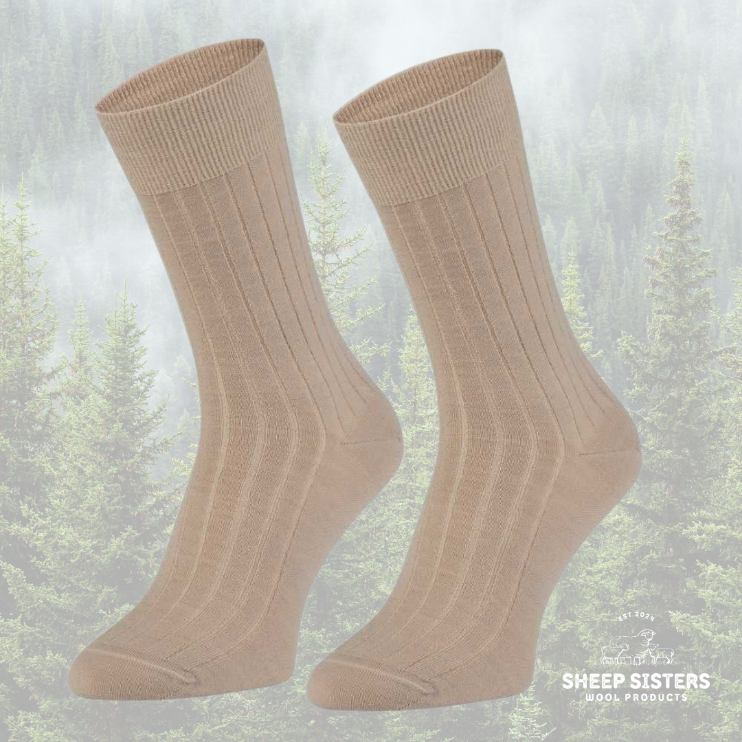 94% Merino Wool Feather Socks - Beige