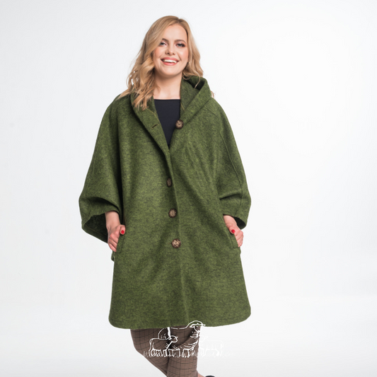 Wool Poncho Cape Green