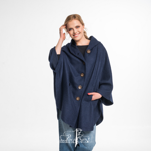 Wollponcho-Cape Blau