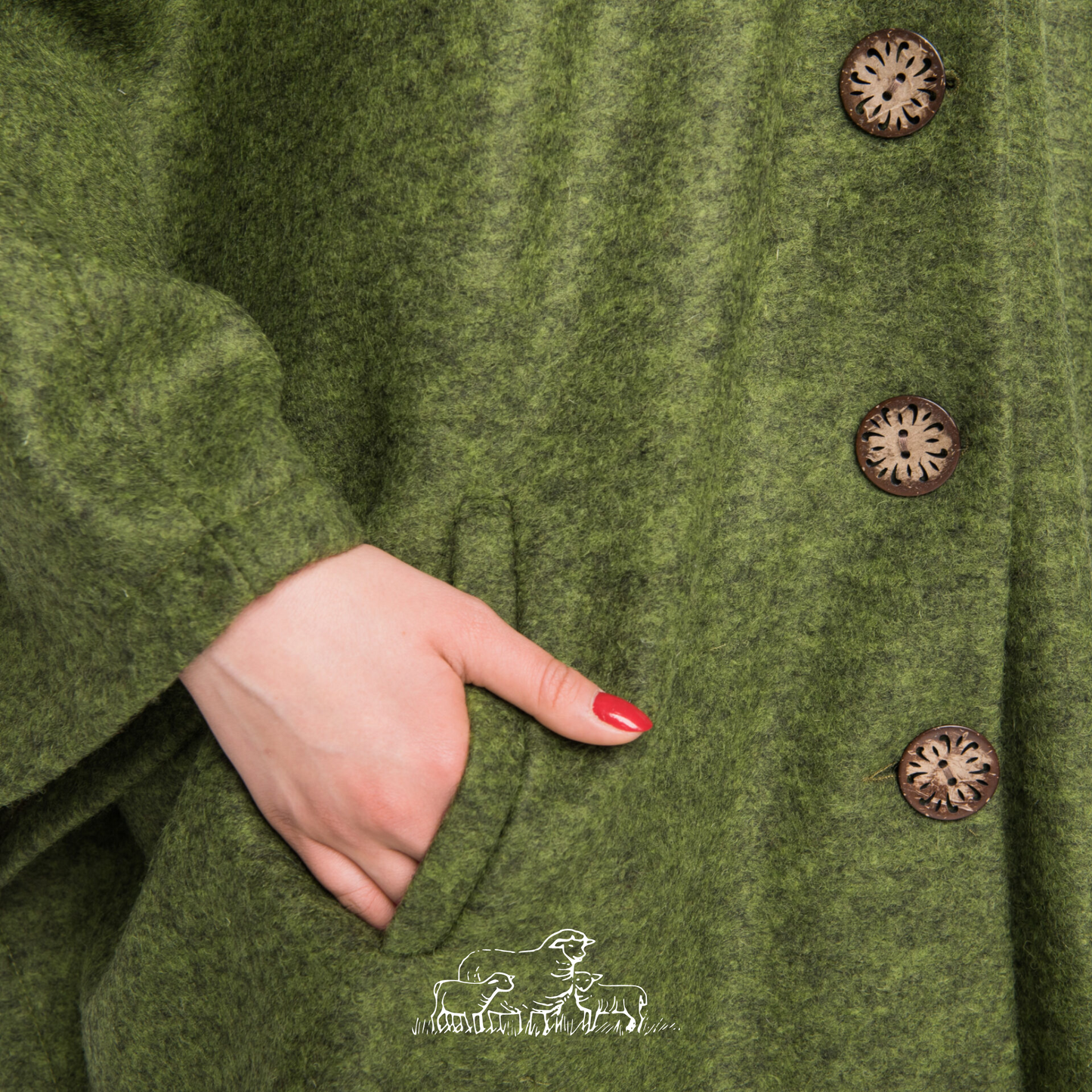 Wool Poncho Cape Green