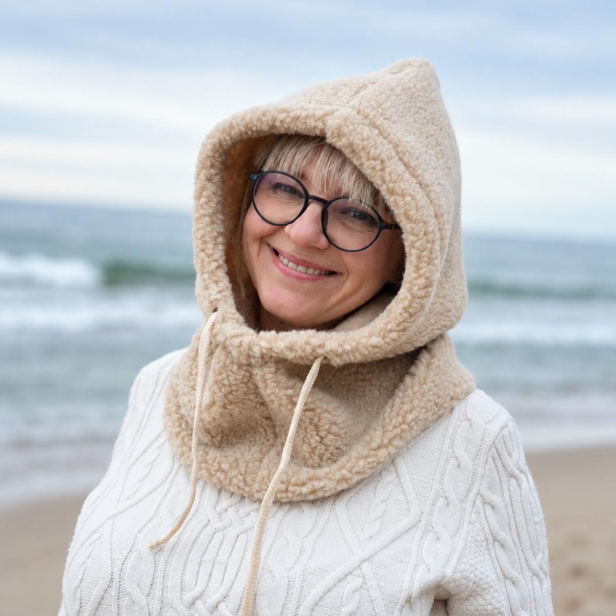 Capuche en mérinos Alba - Beige