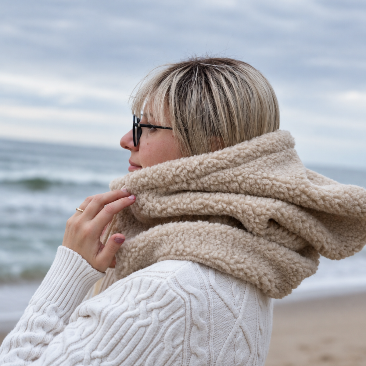 Capuche en mérinos Alba - Beige