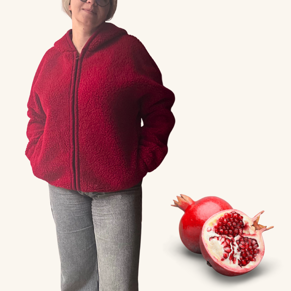 Lumi Merino Wool Bomber Jacket - Pomegranate Red