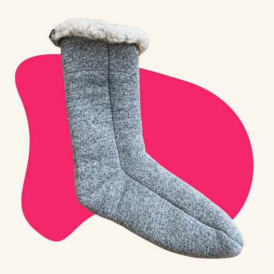 100% Merino Wool Slipper Socks - Grey